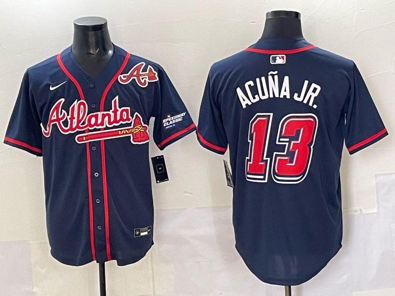 Men Atlanta Braves #13 Acuna jr Drak Blue Nike 2025 MLB Jersey style 06->atlanta braves->MLB Jersey